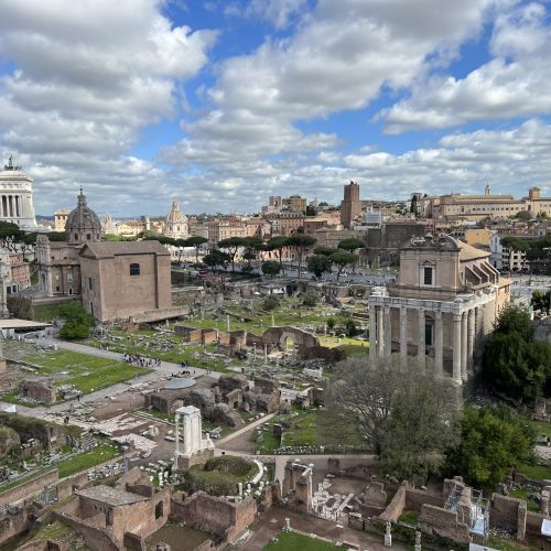 Colosseum and Roman forum light